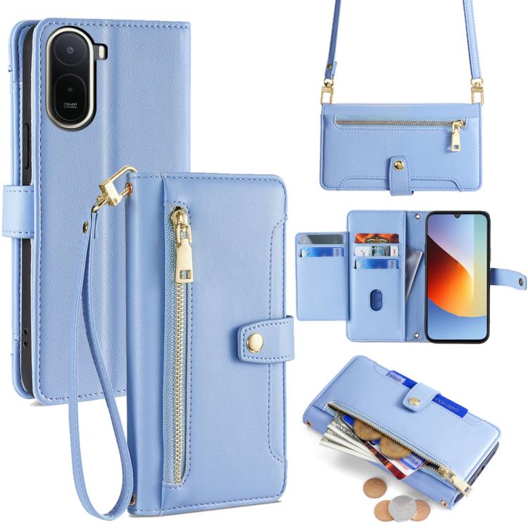Sheep Texture Cross-body Zipper Wallet Leather Phone Case, For Redmi A7 Pro 171mm / Poco C85x 5G, For Redmi Turbo 5 Max 5G / Poco X8 Pro Max 5G, For Redmi Turbo 5 5G / Poco X8 Pro 5G, For Redmi K90 Pro Max 5G / Poco F8 Ultra                            ...