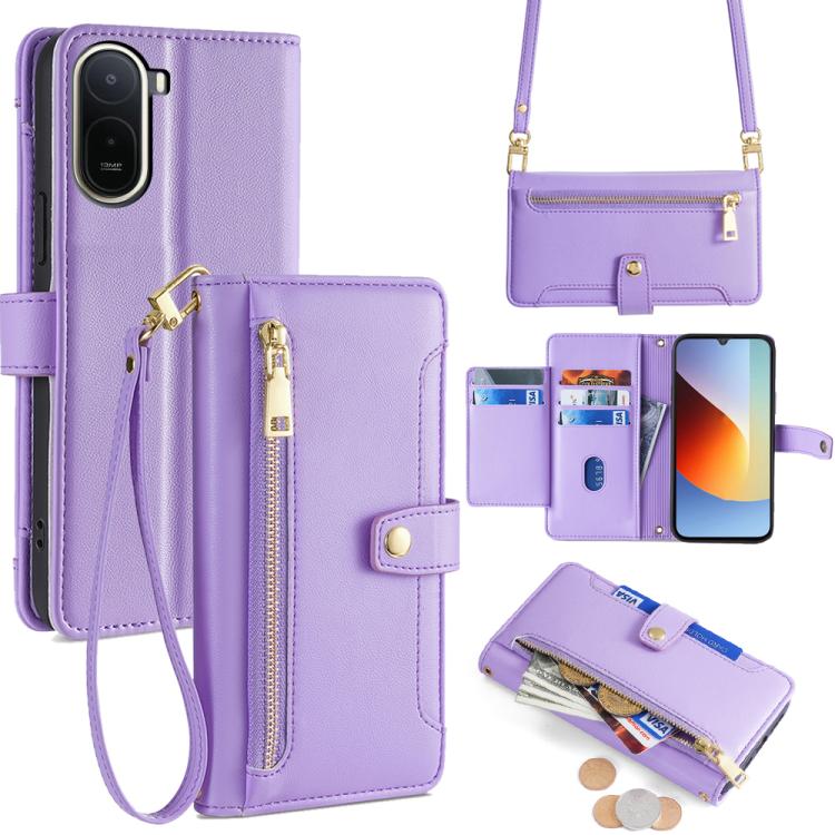 Sheep Texture Cross-body Zipper Wallet Leather Phone Case, For Redmi A7 Pro 171mm / Poco C85x 5G, For Redmi Turbo 5 Max 5G / Poco X8 Pro Max 5G, For Redmi Turbo 5 5G / Poco X8 Pro 5G, For Redmi K90 Pro Max 5G / Poco F8 Ultra                            ...