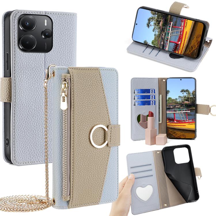 Crossbody Litchi Texture Leather Phone Case, For Redmi Note 14S 4G, For Redmi Note 14 4G 164.84mm, For Redmi Turbo 4 / Xiaomi Poco X7 Pro 5G, For Redmi Note 14 Pro 4G, For Redmi Note 14 4G 163.25mm, For Redmi 13 4G