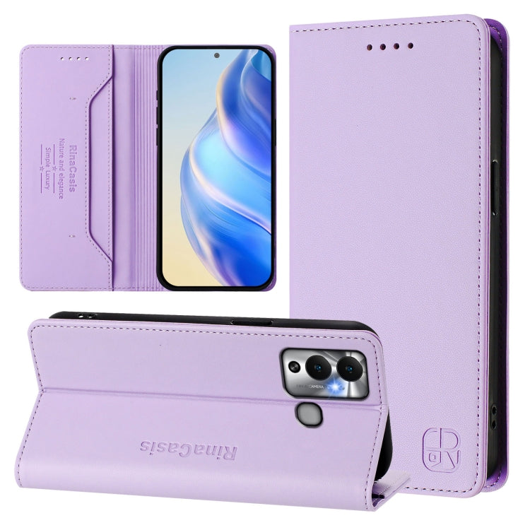 RC01 Dual-Folded Magnetic Suction RFID Leather Phone Case, For Infinix Note 12 Pro 5G, For Infinix Hot 12 Play, For Infinix Hot 10T / Hot 10S X689, For Infinix Hot 10i