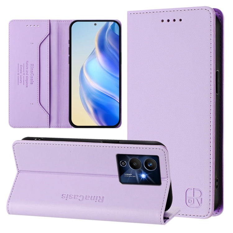 RC01 Dual-Folded Magnetic Suction RFID Leather Phone Case, For Infinix Note 12 Pro 5G, For Infinix Hot 12 Play, For Infinix Hot 10T / Hot 10S X689, For Infinix Hot 10i