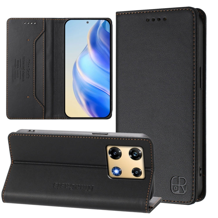 RC01 Dual-Folded Magnetic Suction RFID Leather Phone Case, For Infinix Zero 30 5G, For Infinix Hot 30 5G, For Infinix Hot 30 Play 4G / NFC 4G, For Infinix Smart 7 India / 7 Plus, For Infinix Note 30 4G / 5G, For Infinix Note 30 Pro 4G