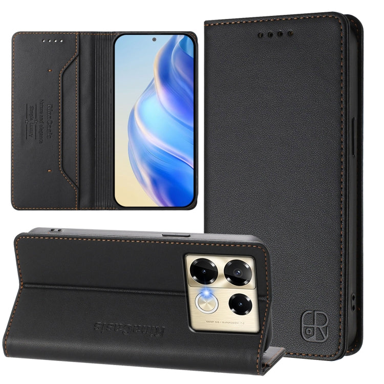 RC01 Dual-Folded Magnetic Suction RFID Leather Phone Case, For Infinix Note 40 5G, For Infinix GT 20 Pro 5G, For Infinix Note 40 Pro 4G / 5G, For Infinix Note 40 4G, For Infinix Hot 40 4G / Hot 40 Play, For Infinix Zero 30 4G