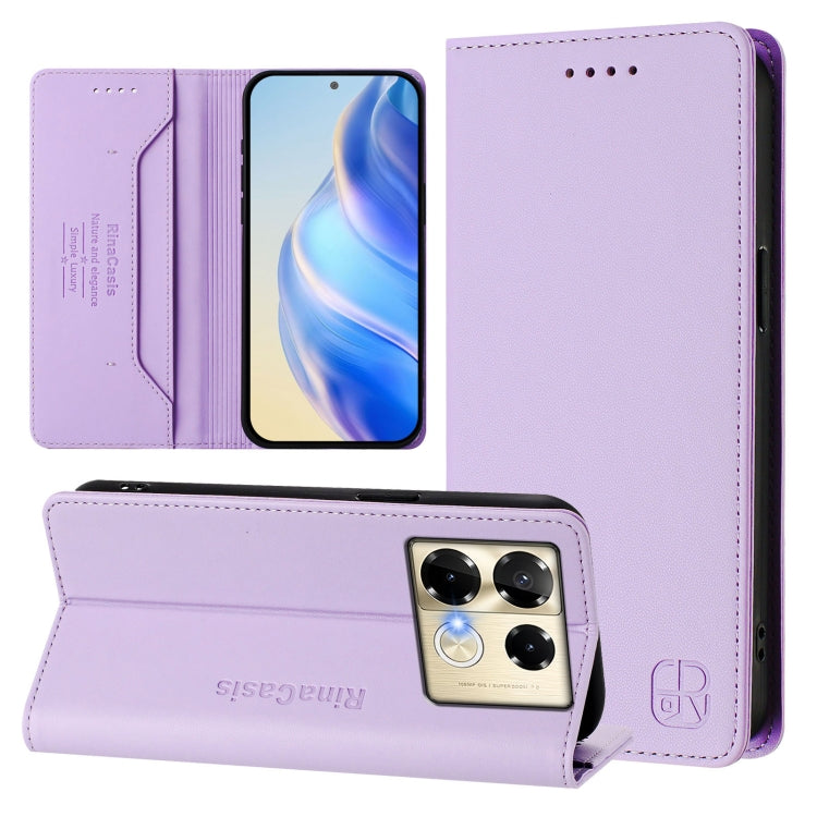RC01 Dual-Folded Magnetic Suction RFID Leather Phone Case, For Infinix Note 40 5G, For Infinix GT 20 Pro 5G, For Infinix Note 40 Pro 4G / 5G, For Infinix Note 40 4G, For Infinix Hot 40 4G / Hot 40 Play, For Infinix Zero 30 4G