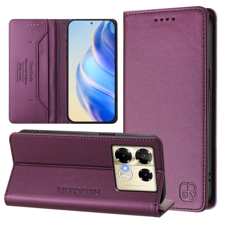 RC01 Dual-Folded Magnetic Suction RFID Leather Phone Case, For Infinix Note 40 5G, For Infinix GT 20 Pro 5G, For Infinix Note 40 Pro 4G / 5G, For Infinix Note 40 4G, For Infinix Hot 40 4G / Hot 40 Play, For Infinix Zero 30 4G