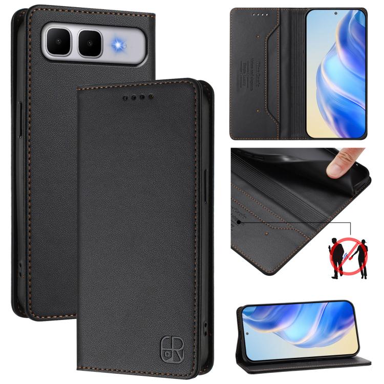 RC01 Dual-Folded Magnetic Suction RFID Leather Phone Case, For Infinix GT 50 Pro 5G, For Infinix Note Edge 5G, For Infinix Smart 20 4G, For Infinix Note 60 / 60 Pro, For Infinix Smart 10 Plus 4G, For Infinix Note 50s