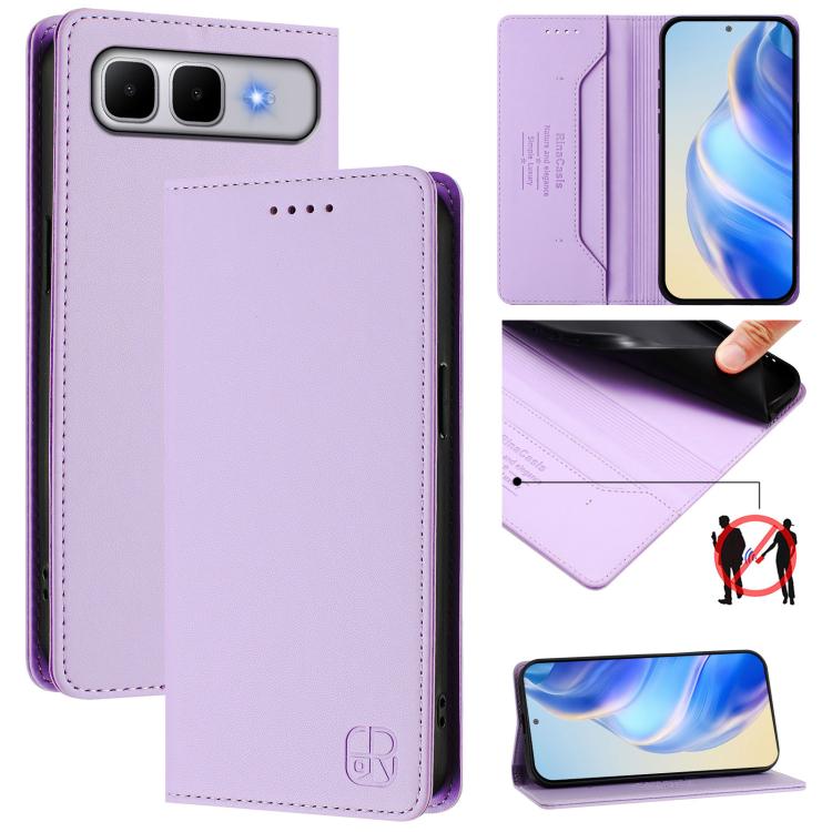 RC01 Dual-Folded Magnetic Suction RFID Leather Phone Case, For Infinix GT 50 Pro 5G, For Infinix Note Edge 5G, For Infinix Smart 20 4G, For Infinix Note 60 / 60 Pro, For Infinix Smart 10 Plus 4G, For Infinix Note 50s