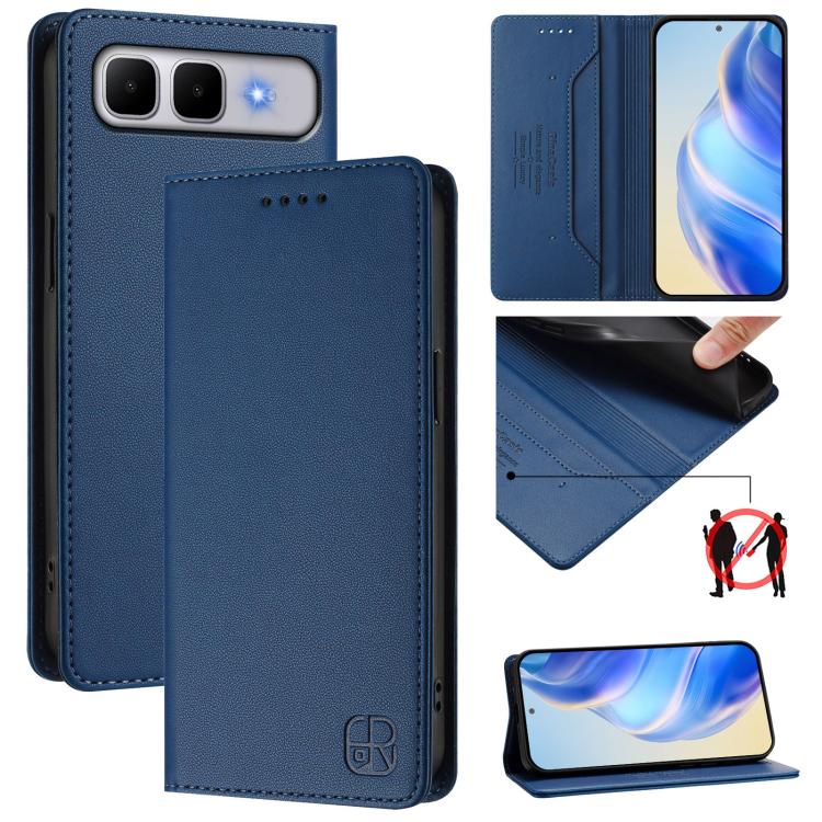 RC01 Dual-Folded Magnetic Suction RFID Leather Phone Case, For Infinix GT 50 Pro 5G, For Infinix Note Edge 5G, For Infinix Smart 20 4G, For Infinix Note 60 / 60 Pro, For Infinix Smart 10 Plus 4G, For Infinix Note 50s