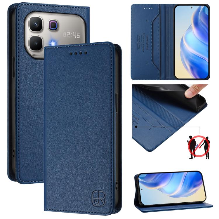 RC01 Dual-Folded Magnetic Suction RFID Leather Phone Case, For Infinix GT 50 Pro 5G, For Infinix Note Edge 5G, For Infinix Smart 20 4G, For Infinix Note 60 / 60 Pro, For Infinix Smart 10 Plus 4G, For Infinix Note 50s