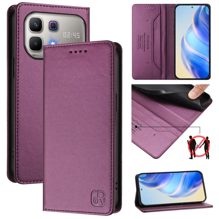 RC01 Dual-Folded Magnetic Suction RFID Leather Phone Case, For Infinix GT 50 Pro 5G, For Infinix Note Edge 5G, For Infinix Smart 20 4G, For Infinix Note 60 / 60 Pro, For Infinix Smart 10 Plus 4G, For Infinix Note 50s