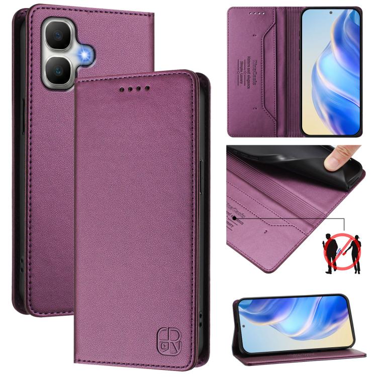 RC01 Dual-Folded Magnetic Suction RFID Leather Phone Case, For Infinix GT 50 Pro 5G, For Infinix Note Edge 5G, For Infinix Smart 20 4G, For Infinix Note 60 / 60 Pro, For Infinix Smart 10 Plus 4G, For Infinix Note 50s