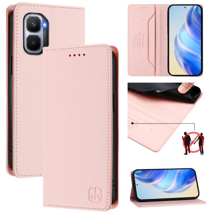 RC01 Dual-Folded Magnetic Suction RFID Leather Phone Case, For Infinix GT 50 Pro 5G, For Infinix Note Edge 5G, For Infinix Smart 20 4G, For Infinix Note 60 / 60 Pro, For Infinix Smart 10 Plus 4G, For Infinix Note 50s