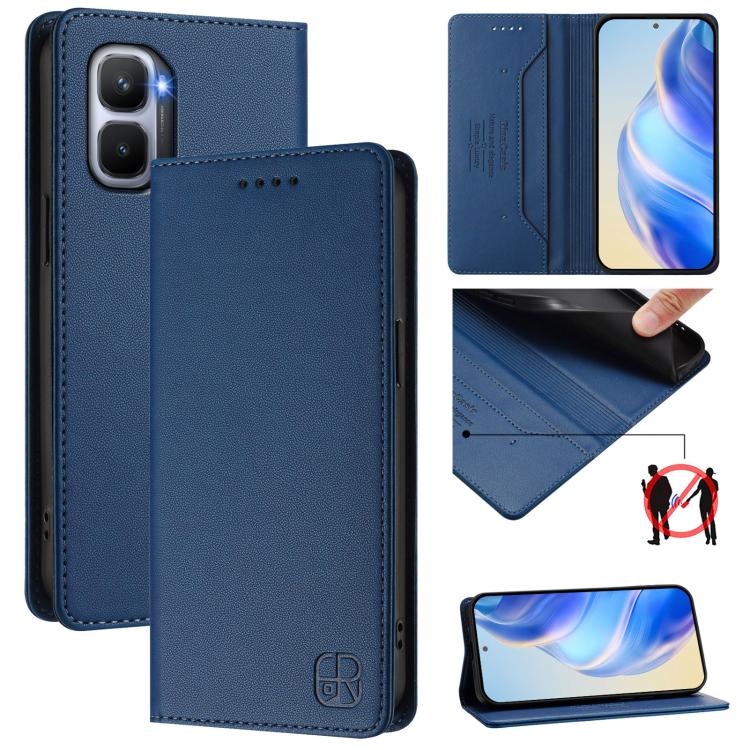 RC01 Dual-Folded Magnetic Suction RFID Leather Phone Case, For Infinix GT 50 Pro 5G, For Infinix Note Edge 5G, For Infinix Smart 20 4G, For Infinix Note 60 / 60 Pro, For Infinix Smart 10 Plus 4G, For Infinix Note 50s