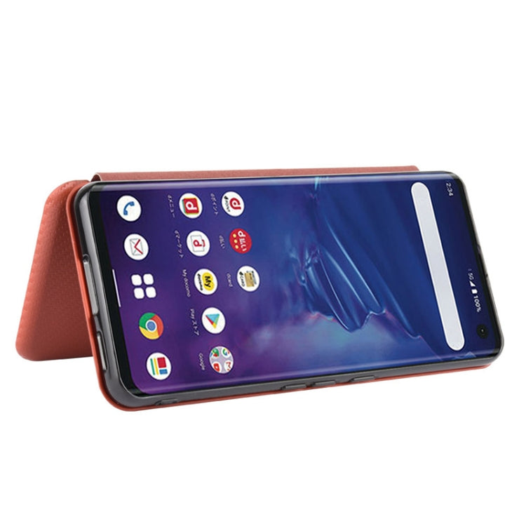 Carbon Fiber Texture Magnetic Horizontal Flip TPU + PC + PU Leather Case with Card Slot, For Fujitsu Arrows 5G (F-51A), For Fujitsu Arrows Be4 (F-41A), For Fujitsu Arrows RX (Arrows M05), For Fujitsu Arrows U / 801FJ / Arrows J, For Kyocera Basio 4 KYV...