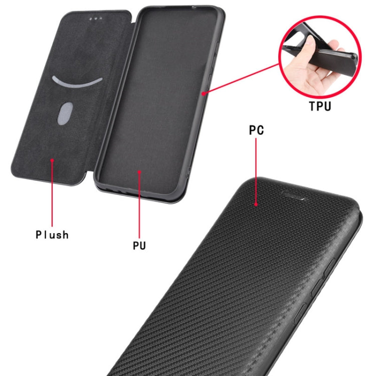 Carbon Fiber Texture Magnetic Horizontal Flip TPU + PC + PU Leather Case with Card Slot, For Fujitsu Arrows 5G (F-51A), For Fujitsu Arrows Be4 (F-41A), For Fujitsu Arrows RX (Arrows M05), For Fujitsu Arrows U / 801FJ / Arrows J, For Kyocera Basio 4 KYV...