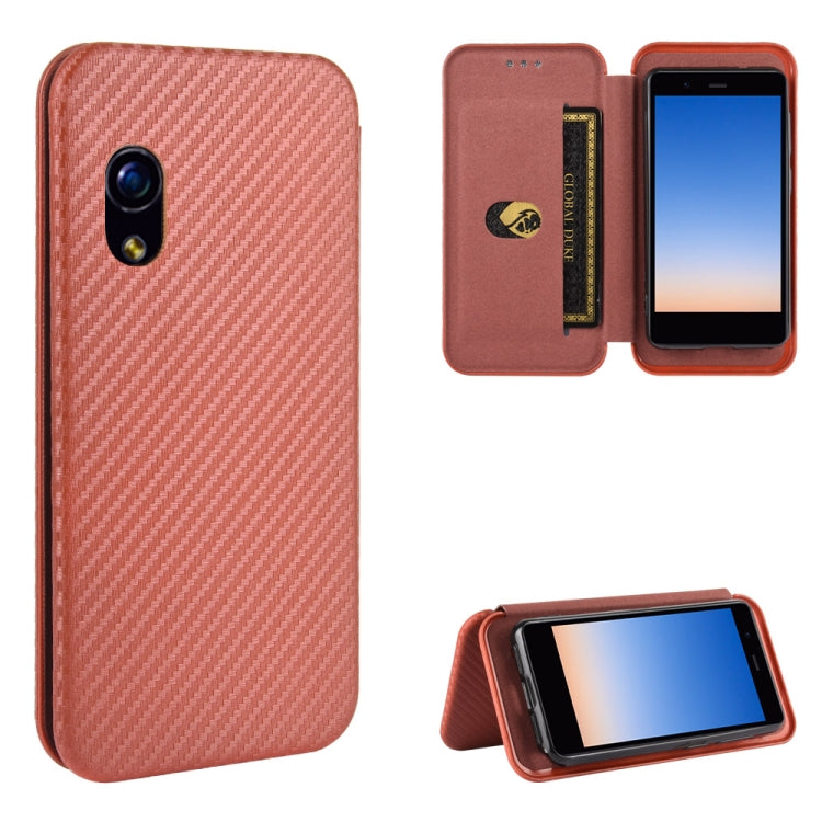Carbon Fiber Texture Magnetic Horizontal Flip TPU + PC + PU Leather Case with Card Slot, For Fujitsu Arrows 5G (F-51A), For Fujitsu Arrows Be4 (F-41A), For Fujitsu Arrows RX (Arrows M05), For Fujitsu Arrows U / 801FJ / Arrows J, For Kyocera Basio 4 KYV...