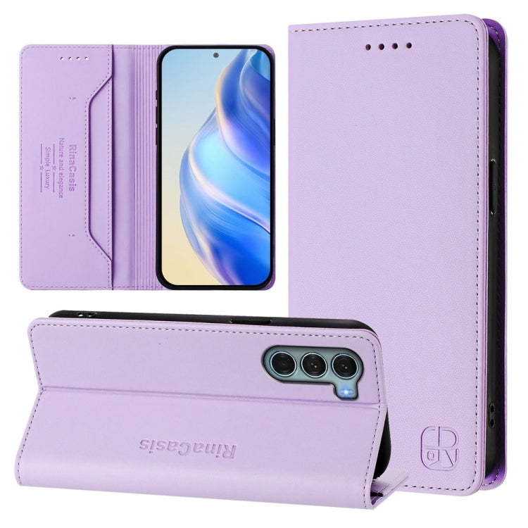 RC01 Dual-Folded Magnetic Suction RFID Leather Phone Case, For Motorola Edge 30 Pro / Edge X30, For Motorola Edge S30 / Moto G200 5G