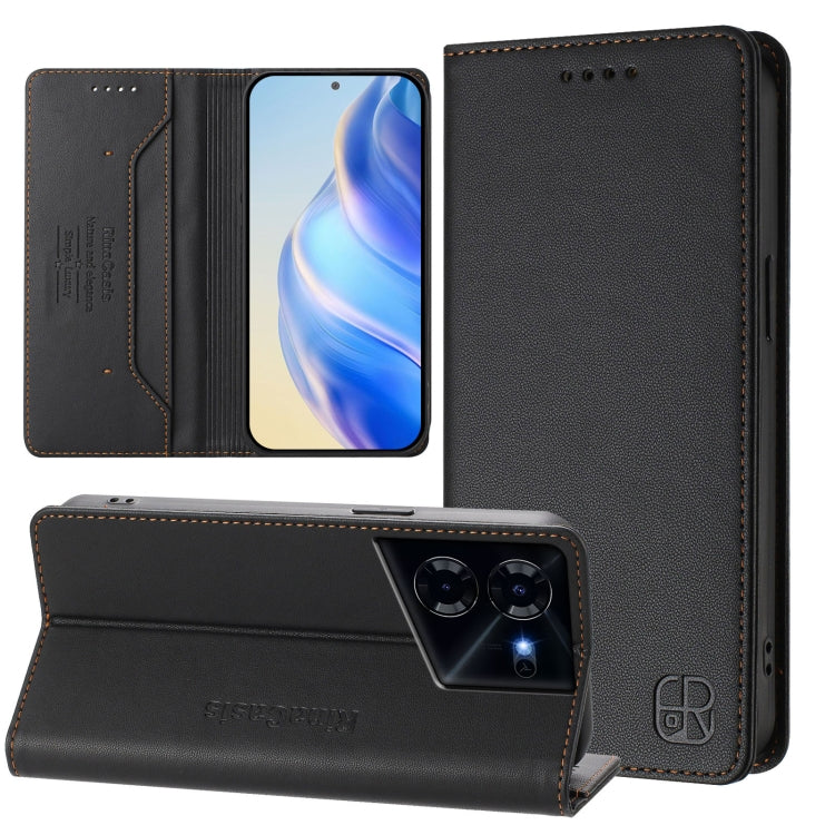 RC01 Dual-Folded Magnetic Suction RFID Leather Phone Case, For Tecno Pova 5, For Tecno Camon 20 Premier 5G, For Tecno Camon 20 Pro 5G, For Tecno Camon 20 4G / 20 Pro 4G, For Tecno Pop 7/ 7 Pro / Spark GO 2023, For Tecno Spark 10 5G