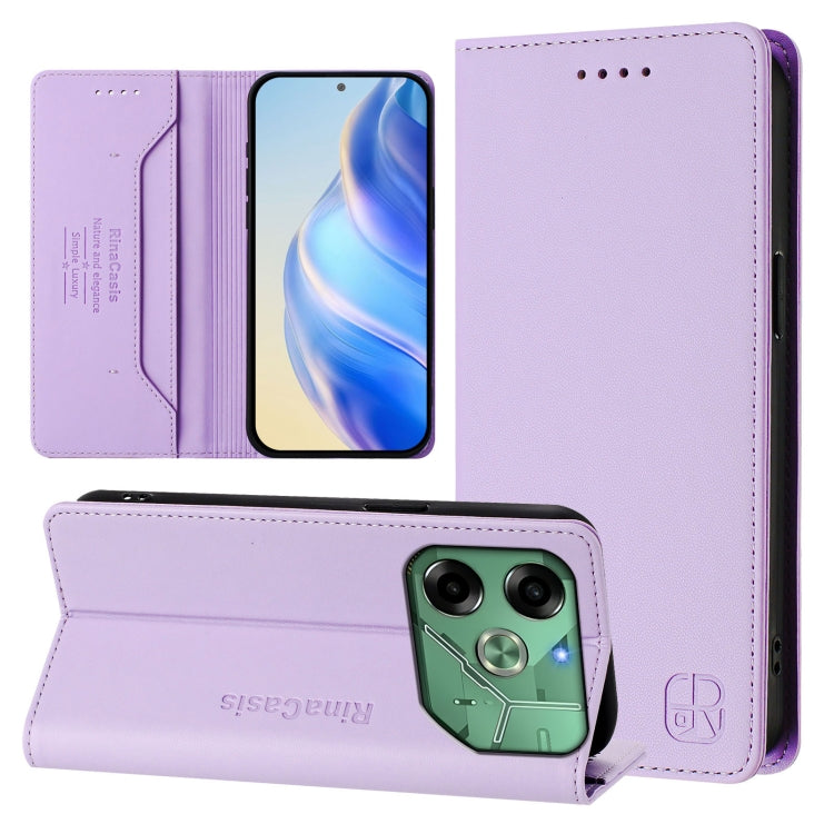 RC01 Dual-Folded Magnetic Suction RFID Leather Phone Case, For Tecno Pop 6C / itel A18, For Tecno Spark 10 Pro Magic, For Tecno Camon 30 Premier 5G, For Tecno Pova 6 Neo, For Tecno Pova 6 4G, For Tecno Pova 6 5G / 6 Pro 5G