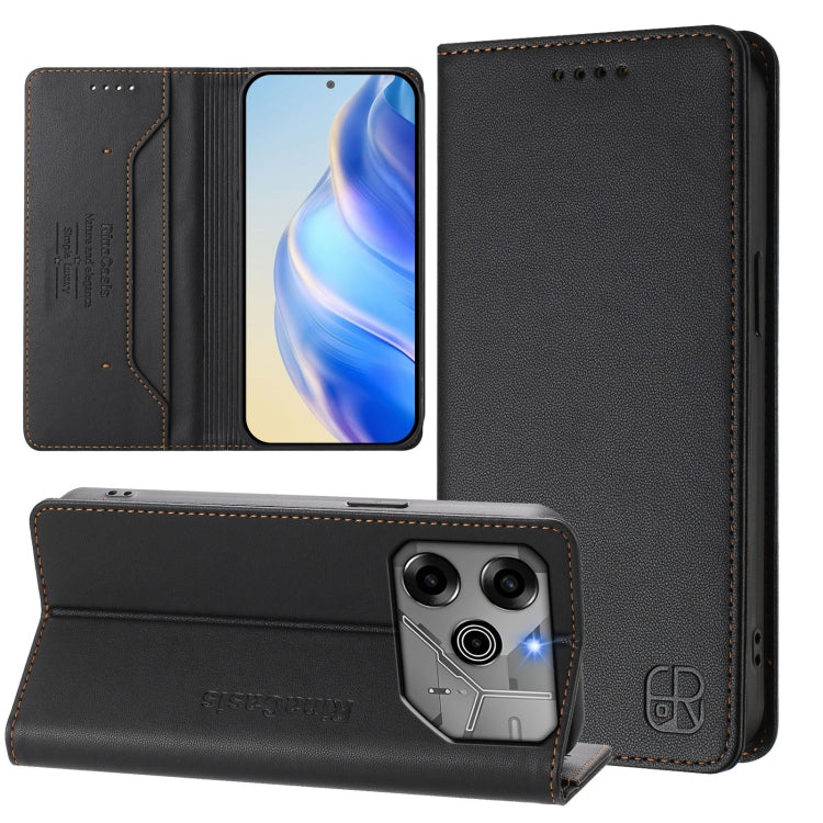 RC01 Dual-Folded Magnetic Suction RFID Leather Phone Case, For Tecno Pop 6C / itel A18, For Tecno Spark 10 Pro Magic, For Tecno Camon 30 Premier 5G, For Tecno Pova 6 Neo, For Tecno Pova 6 4G, For Tecno Pova 6 5G / 6 Pro 5G