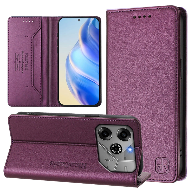 RC01 Dual-Folded Magnetic Suction RFID Leather Phone Case, For Tecno Pop 6C / itel A18, For Tecno Spark 10 Pro Magic, For Tecno Camon 30 Premier 5G, For Tecno Pova 6 Neo, For Tecno Pova 6 4G, For Tecno Pova 6 5G / 6 Pro 5G