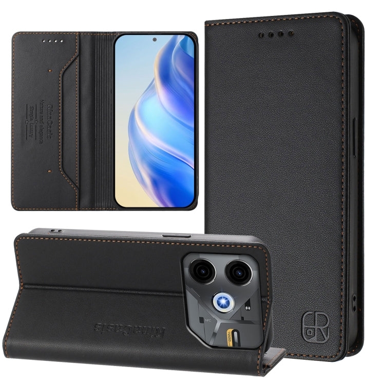 RC01 Dual-Folded Magnetic Suction RFID Leather Phone Case, For Tecno Pop 6C / itel A18, For Tecno Spark 10 Pro Magic, For Tecno Camon 30 Premier 5G, For Tecno Pova 6 Neo, For Tecno Pova 6 4G, For Tecno Pova 6 5G / 6 Pro 5G