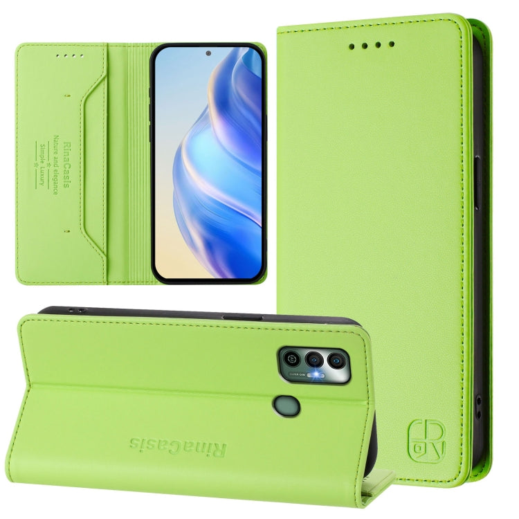 RC01 Dual-Folded Magnetic Suction RFID Leather Phone Case, For Tecno Spark 7 / 7T, For Tecno Camon 15 / 15 Air