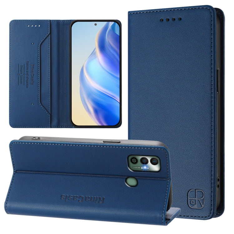 RC01 Dual-Folded Magnetic Suction RFID Leather Phone Case, For Tecno Spark 7 / 7T, For Tecno Camon 15 / 15 Air