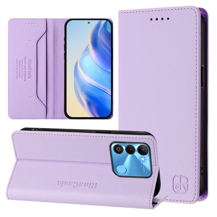 RC01 Dual-Folded Magnetic Suction RFID Leather Phone Case, For Tecno Pova Neo 2, For Tecno Spark GO 2022 / 8C / 9, For Tecno Spark 9T / 9 Pro, For Tecno Pova 3, For Tecno Pop 5, For Tecno Spark 7P