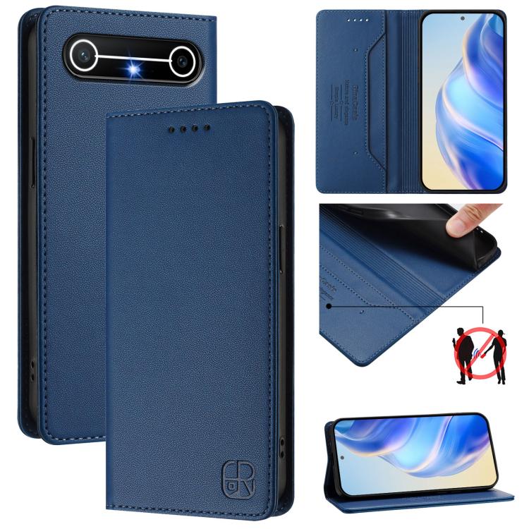 RC01 Dual-Folded Magnetic Suction RFID Leather Phone Case, For Tecno Camon 50 Pro 4G, For Tecno Camon 50 4G, For Tenco Spark Slim 5G, For Tecno Camon 40 Pro 4G, For Tecno Camon 40 4G, For Tecno Spark GO 1 / 2025 / Pop 9