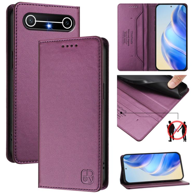 RC01 Dual-Folded Magnetic Suction RFID Leather Phone Case, For Tecno Camon 50 Pro 4G, For Tecno Camon 50 4G, For Tenco Spark Slim 5G, For Tecno Camon 40 Pro 4G, For Tecno Camon 40 4G, For Tecno Spark GO 1 / 2025 / Pop 9