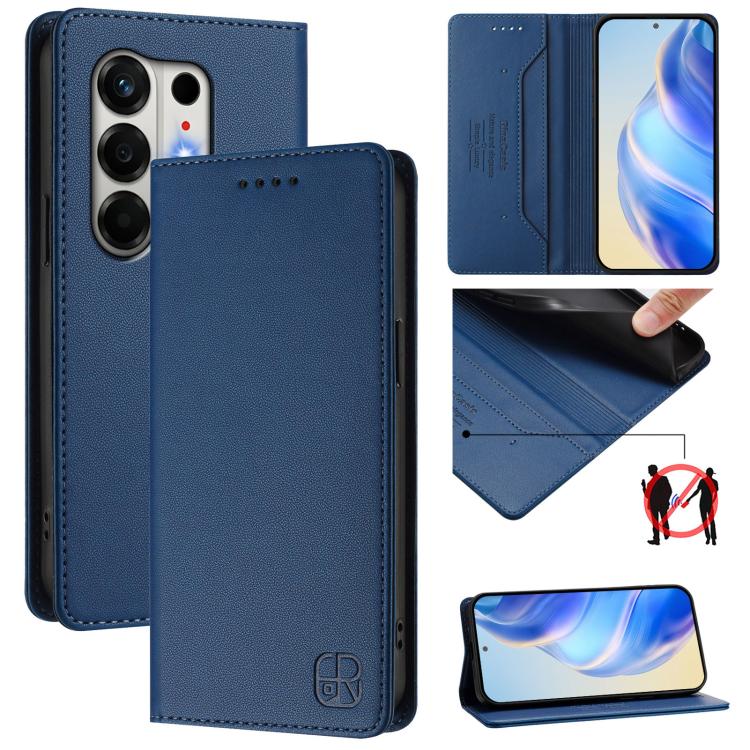 RC01 Dual-Folded Magnetic Suction RFID Leather Phone Case, For Tecno Camon 50 Pro 4G, For Tecno Camon 50 4G, For Tenco Spark Slim 5G, For Tecno Camon 40 Pro 4G, For Tecno Camon 40 4G, For Tecno Spark GO 1 / 2025 / Pop 9