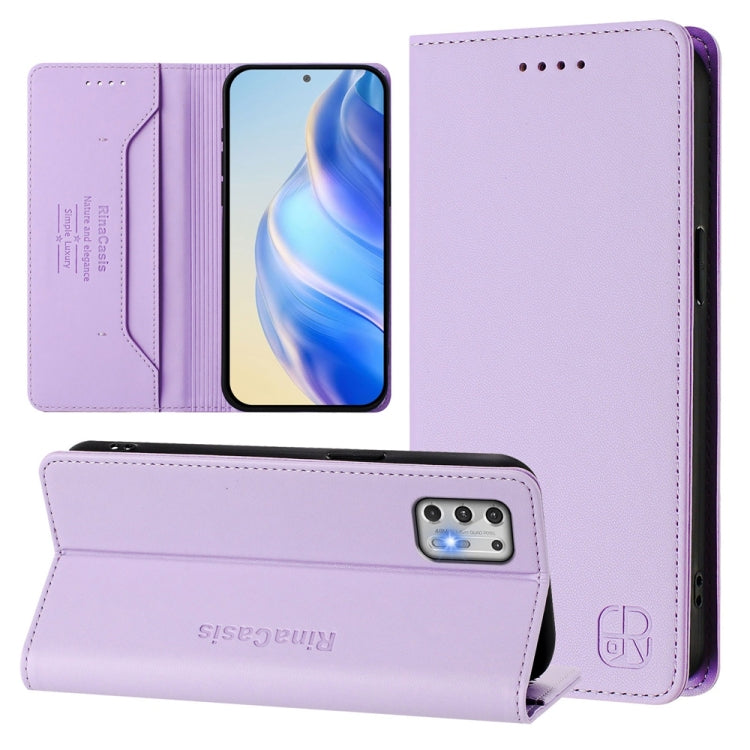 RC01 Dual-Folded Magnetic Suction RFID Leather Phone Case, For Motorola Moto G Play 2021, For Motorola Moto G Stylus 4G 2021