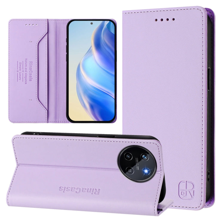 RC01 Dual-Folded Magnetic Suction RFID Leather Phone Case, For Realme P1 Pro, For Realme 12+ 5G / Narzo 70 Pro 5G India, For Realme 12 5G Global, For Realme Note 50 4G / C51 4G / C53 4G, For Realme C67 4G Global, For Realme 11 4G Global