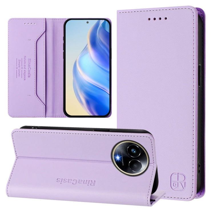 RC01 Dual-Folded Magnetic Suction RFID Leather Phone Case, For Realme GT5 5G / GT5 5G 240W, For Realme 11 5G Global / 11X 5G, For Realme Narzo 60 Pro, For Realme C65 4G Global, For Realme C55 4G Global / Narzo N55, For Realme C33 2022 / 2023 Global