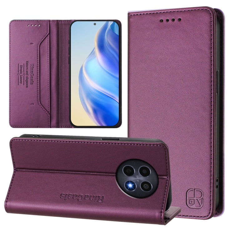 RC01 Dual-Folded Magnetic Suction RFID Leather Phone Case, For Realme P1 Pro, For Realme 12+ 5G / Narzo 70 Pro 5G India, For Realme 12 5G Global, For Realme Note 50 4G / C51 4G / C53 4G, For Realme C67 4G Global, For Realme 11 4G Global