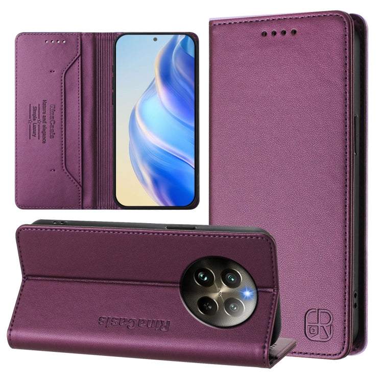 RC01 Dual-Folded Magnetic Suction RFID Leather Phone Case, For Realme P1 Pro, For Realme 12+ 5G / Narzo 70 Pro 5G India, For Realme 12 5G Global, For Realme Note 50 4G / C51 4G / C53 4G, For Realme C67 4G Global, For Realme 11 4G Global