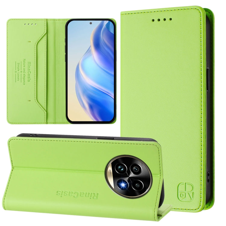 RC01 Dual-Folded Magnetic Suction RFID Leather Phone Case, For Realme C63 5G Global, For Realme Note 60 4G / C61 4G India, For Realme 13+ 5G, For Realme 13 Pro / 13 Pro+ 5G, For Realme GT 6 5G / GT 6T 5G Global, For Realme C63 / C61 4G Global