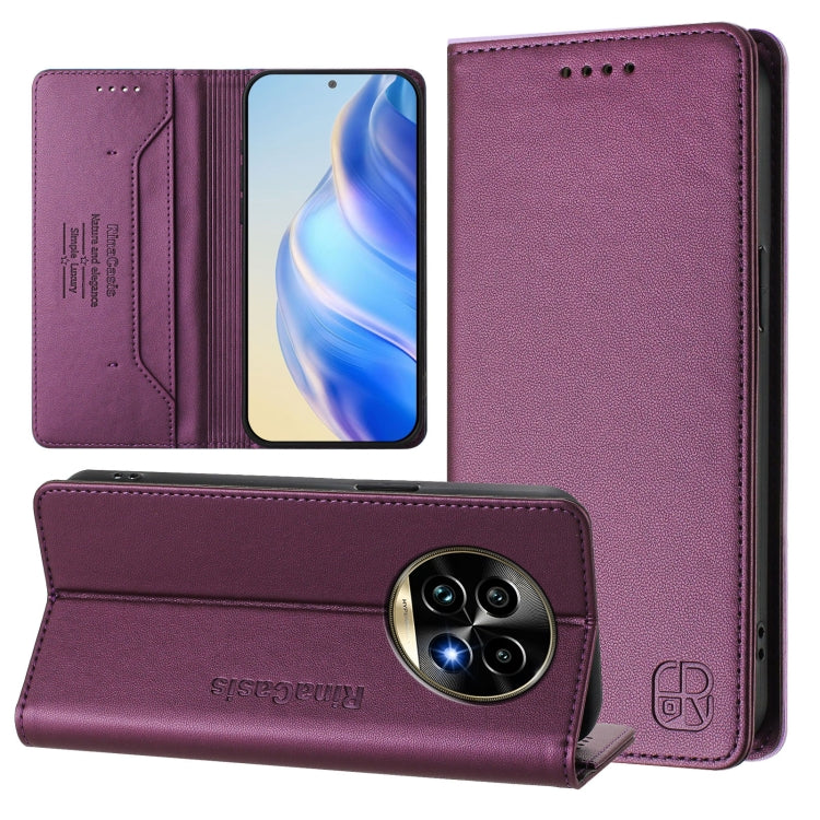 RC01 Dual-Folded Magnetic Suction RFID Leather Phone Case, For Realme C63 5G Global, For Realme Note 60 4G / C61 4G India, For Realme 13+ 5G, For Realme 13 Pro / 13 Pro+ 5G, For Realme GT 6 5G / GT 6T 5G Global, For Realme C63 / C61 4G Global
