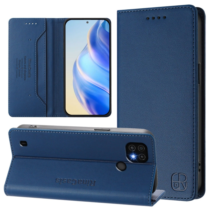 RC01 Dual-Folded Magnetic Suction RFID Leather Phone Case, For Realme C20 / C11 2021 / C21, For Realme C21Y, For Realme C25 / C15 / C12 / C25s, For Realme 8 4G / 8 Pro 4G