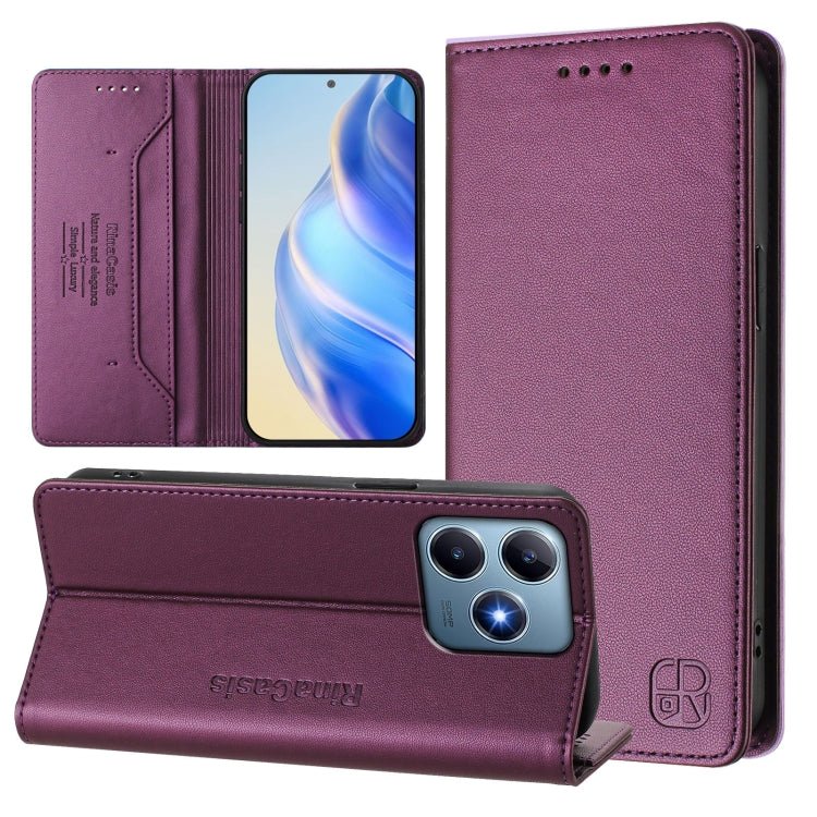 RC01 Dual-Folded Magnetic Suction RFID Leather Phone Case, For Realme C63 5G Global, For Realme Note 60 4G / C61 4G India, For Realme 13+ 5G, For Realme 13 Pro / 13 Pro+ 5G, For Realme GT 6 5G / GT 6T 5G Global, For Realme C63 / C61 4G Global