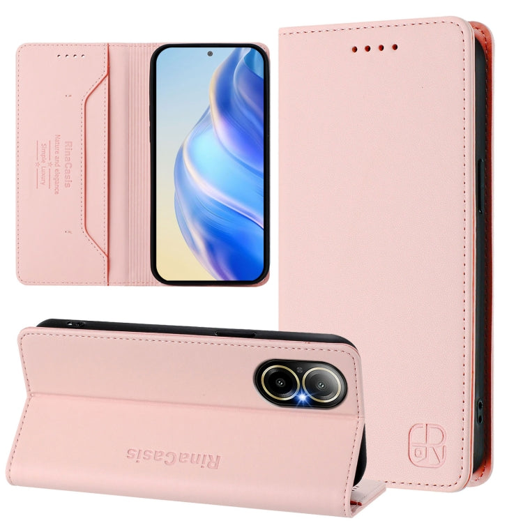 RC01 Dual-Folded Magnetic Suction RFID Leather Phone Case, For Realme P1 Pro, For Realme 12+ 5G / Narzo 70 Pro 5G India, For Realme 12 5G Global, For Realme Note 50 4G / C51 4G / C53 4G, For Realme C67 4G Global, For Realme 11 4G Global