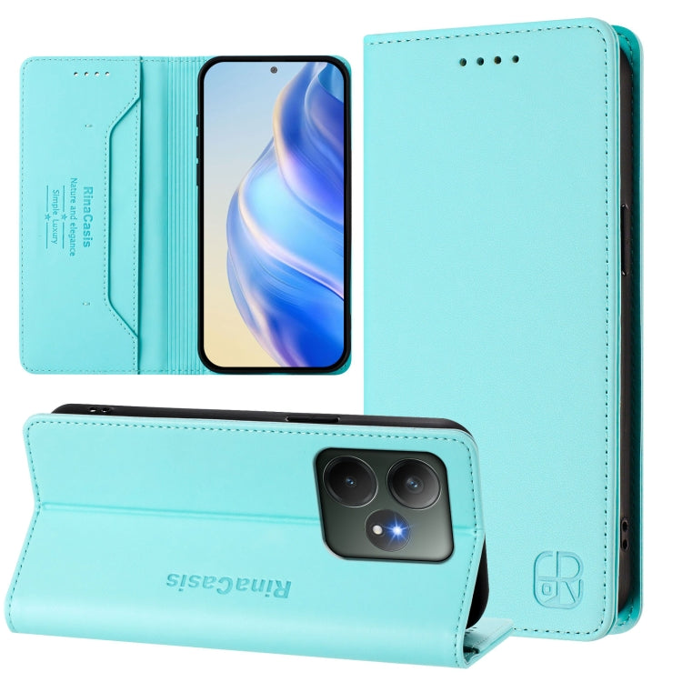 RC01 Dual-Folded Magnetic Suction RFID Leather Phone Case, For Realme C63 5G Global, For Realme Note 60 4G / C61 4G India, For Realme 13+ 5G, For Realme 13 Pro / 13 Pro+ 5G, For Realme GT 6 5G / GT 6T 5G Global, For Realme C63 / C61 4G Global