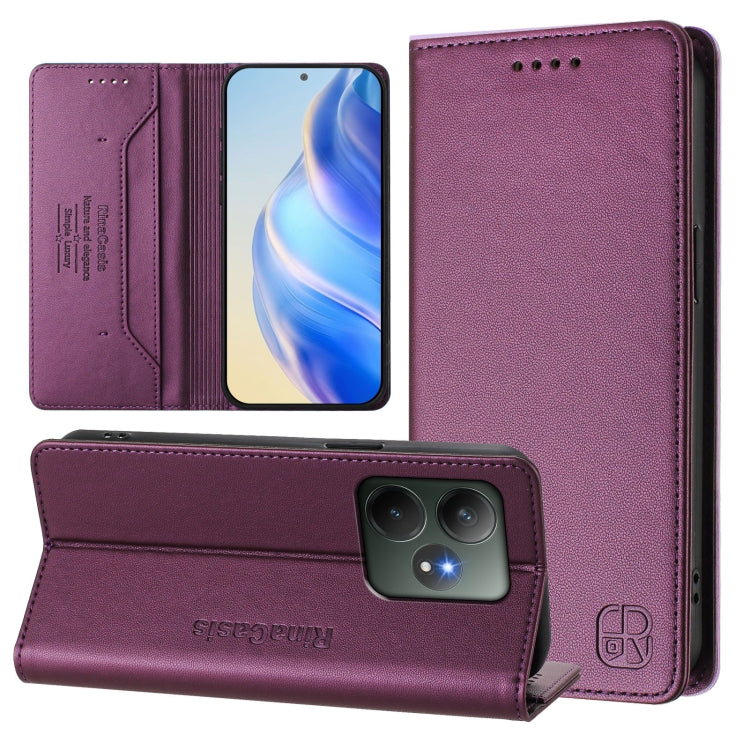 RC01 Dual-Folded Magnetic Suction RFID Leather Phone Case, For Realme C63 5G Global, For Realme Note 60 4G / C61 4G India, For Realme 13+ 5G, For Realme 13 Pro / 13 Pro+ 5G, For Realme GT 6 5G / GT 6T 5G Global, For Realme C63 / C61 4G Global