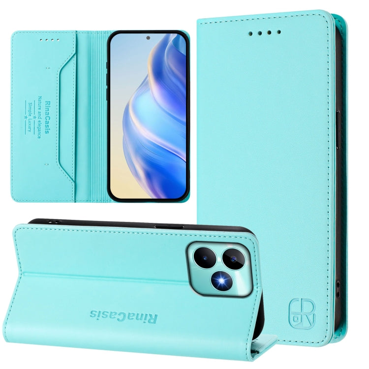 RC01 Dual-Folded Magnetic Suction RFID Leather Phone Case, For Realme P1 Pro, For Realme 12+ 5G / Narzo 70 Pro 5G India, For Realme 12 5G Global, For Realme Note 50 4G / C51 4G / C53 4G, For Realme C67 4G Global, For Realme 11 4G Global