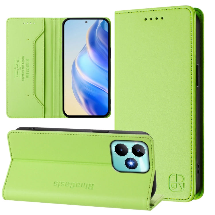 RC01 Dual-Folded Magnetic Suction RFID Leather Phone Case, For Realme P1 Pro, For Realme 12+ 5G / Narzo 70 Pro 5G India, For Realme 12 5G Global, For Realme Note 50 4G / C51 4G / C53 4G, For Realme C67 4G Global, For Realme 11 4G Global