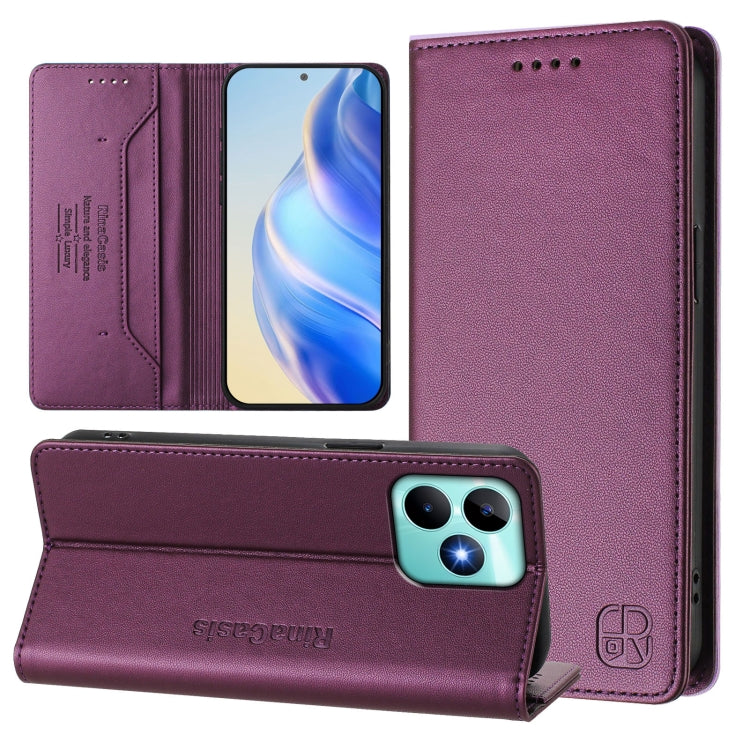 RC01 Dual-Folded Magnetic Suction RFID Leather Phone Case, For Realme P1 Pro, For Realme 12+ 5G / Narzo 70 Pro 5G India, For Realme 12 5G Global, For Realme Note 50 4G / C51 4G / C53 4G, For Realme C67 4G Global, For Realme 11 4G Global