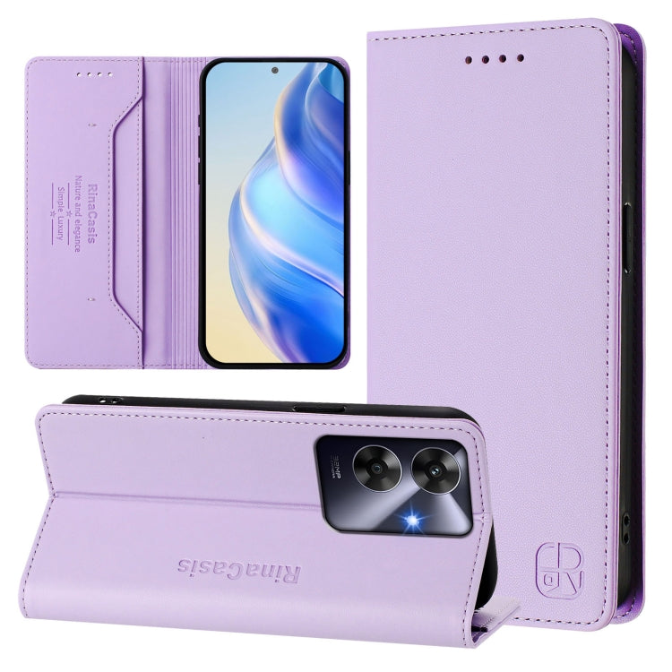 RC01 Dual-Folded Magnetic Suction RFID Leather Phone Case, For Realme C63 5G Global, For Realme Note 60 4G / C61 4G India, For Realme 13+ 5G, For Realme 13 Pro / 13 Pro+ 5G, For Realme GT 6 5G / GT 6T 5G Global, For Realme C63 / C61 4G Global