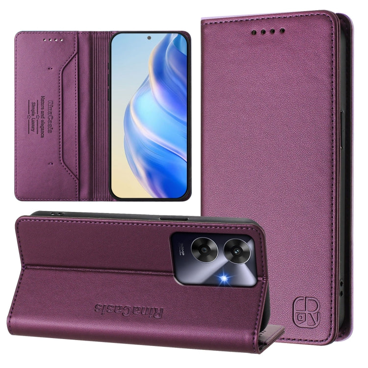 RC01 Dual-Folded Magnetic Suction RFID Leather Phone Case, For Realme C63 5G Global, For Realme Note 60 4G / C61 4G India, For Realme 13+ 5G, For Realme 13 Pro / 13 Pro+ 5G, For Realme GT 6 5G / GT 6T 5G Global, For Realme C63 / C61 4G Global