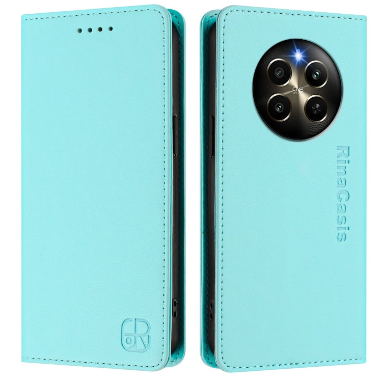 RC01 Dual-Folded Magnetic Suction RFID Leather Phone Case, For Realme P1 Pro, For Realme 12+ 5G / Narzo 70 Pro 5G India, For Realme 12 5G Global, For Realme Note 50 4G / C51 4G / C53 4G, For Realme C67 4G Global, For Realme 11 4G Global